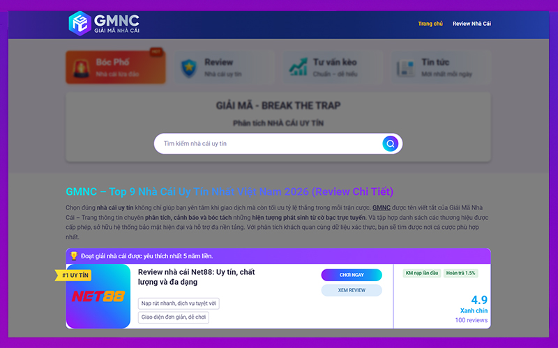 Hướng dẫn sử dụng GMNC để tra cứu nhà cái online