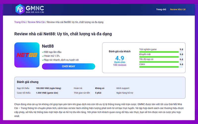 Tra cứu nhà cái uy tín trên nền tảng GMNC